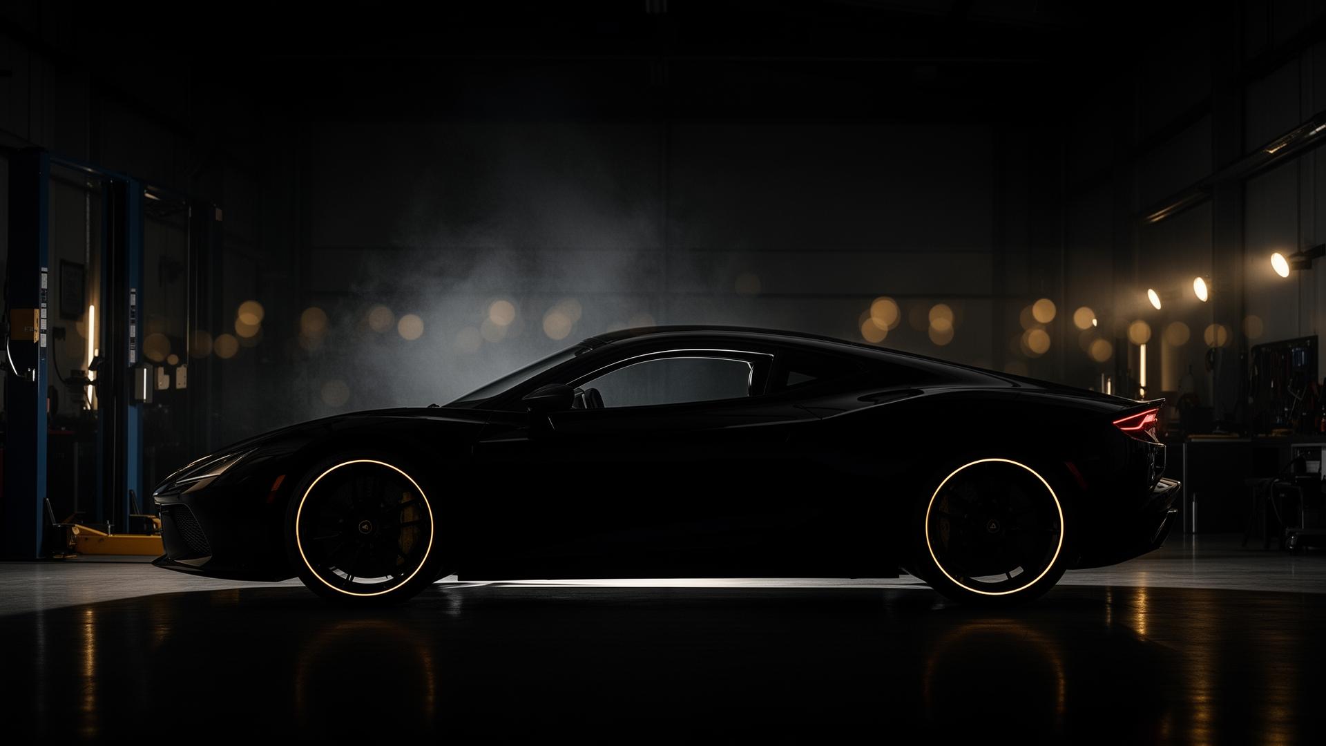 Luxury car in workshop